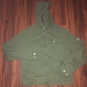 Army Green Polo Jacket w/ sleeve pockets